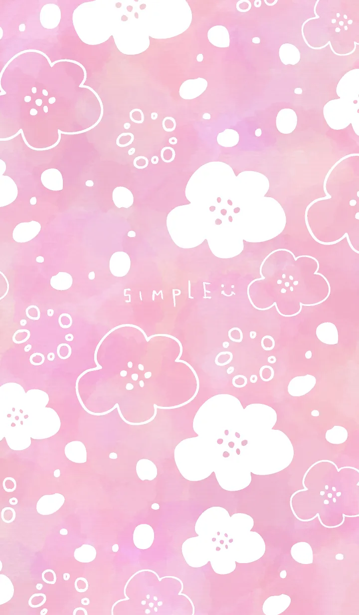 [LINE着せ替え] 手書きお花水彩ピンク9の画像1