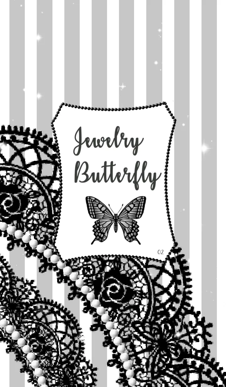 [LINE着せ替え] Jewelry Butterfly♡ストライプ*グレーの画像1