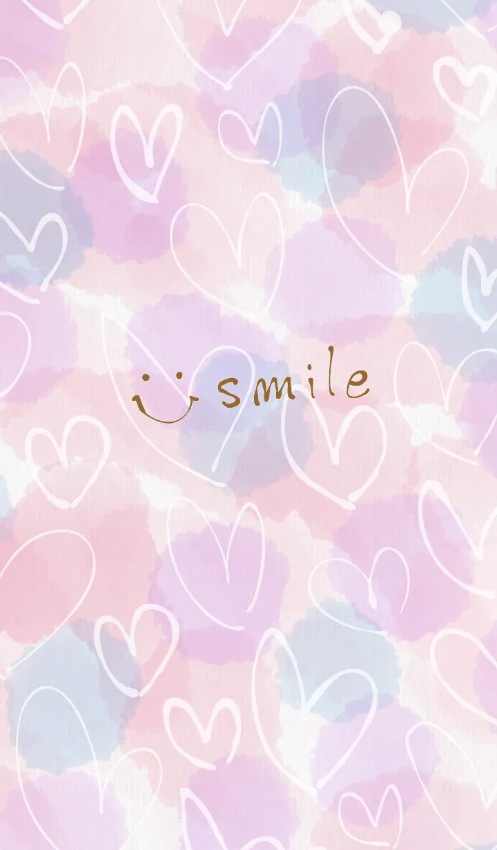 [LINE着せ替え] 水彩ピンク2白ハートスマイル2の画像1