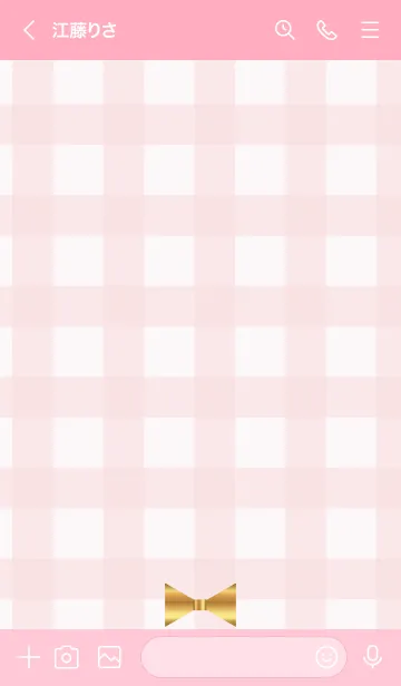 [LINE着せ替え] Pink Check & Ribbon 2の画像3