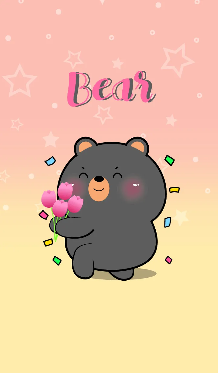 [LINE着せ替え] Little Black Bear In Pastel Theme (JP)の画像1