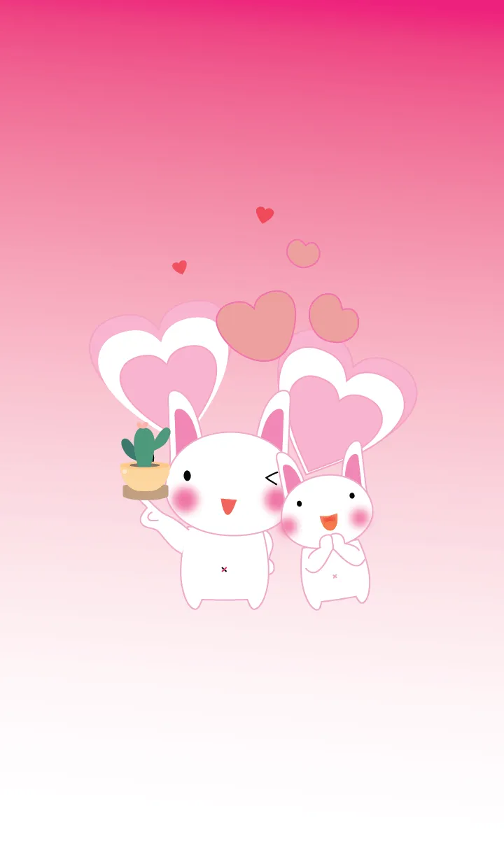 [LINE着せ替え] Rabbit and cactus theme JPの画像1