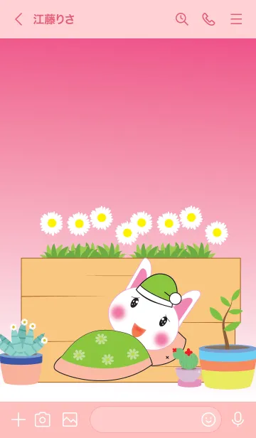 [LINE着せ替え] Rabbit and cactus theme JPの画像3