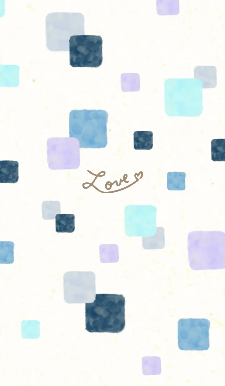 [LINE着せ替え] 水彩 四角 ブルー14の画像1