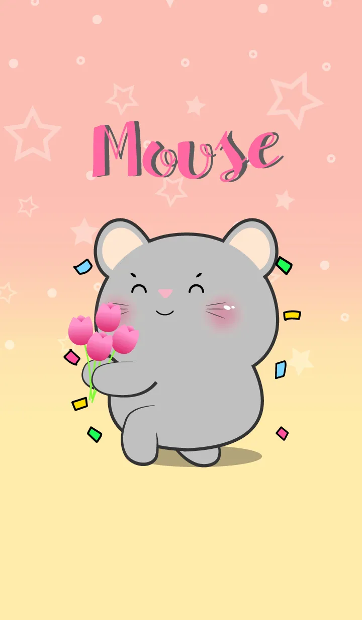 [LINE着せ替え] Little Grey  Mouse  In Pastel Theme (JP)の画像1