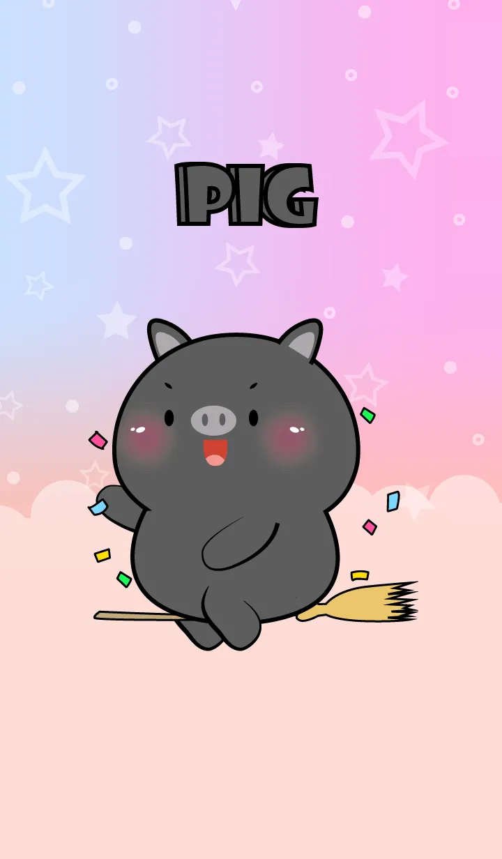 [LINE着せ替え] Cute Naughty Black  Pig Theme (JP)の画像1