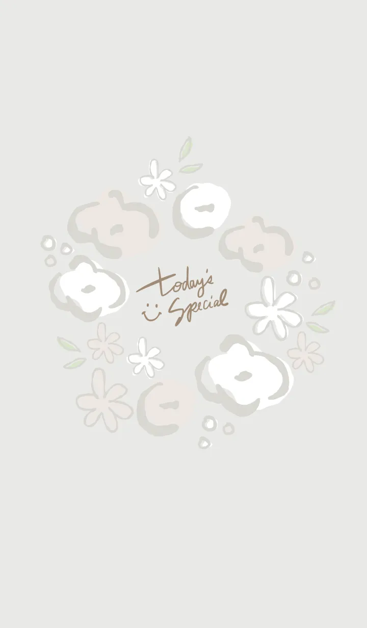 [LINE着せ替え] 手書きお花リース グレージュ2の画像1