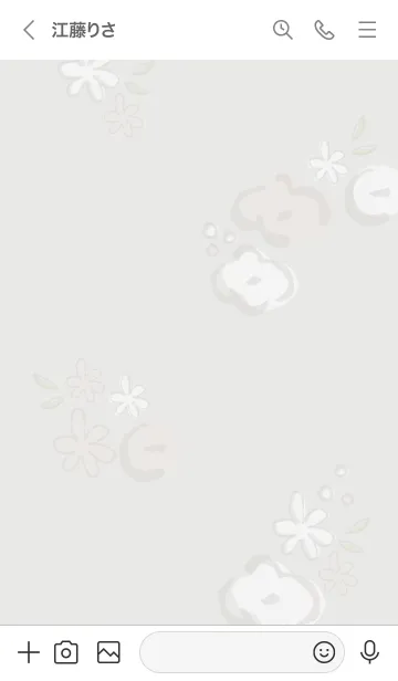 [LINE着せ替え] 手書きお花リース グレージュ2の画像3