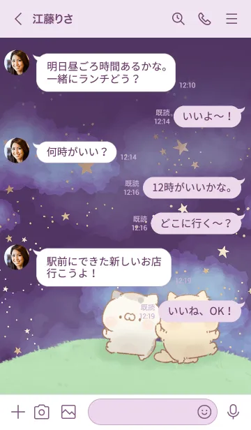 [LINE着せ替え] となりのにゃんこ 星空の画像4