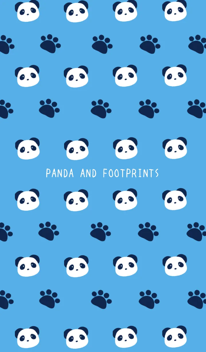 [LINE着せ替え] パンダと足跡の着せかえ ブルーの画像1