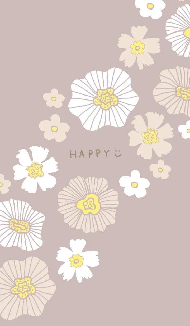 [LINE着せ替え] 白とベージュのお花 斜め24の画像1