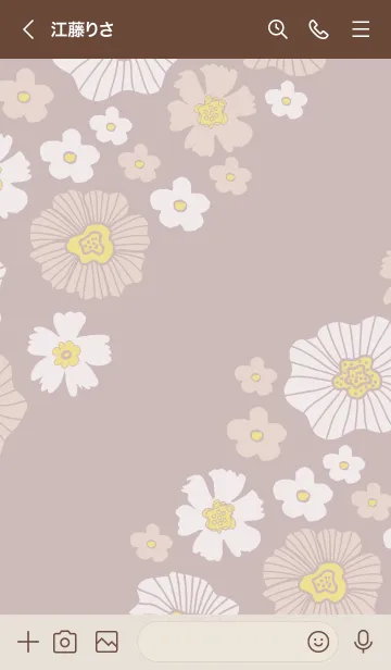 [LINE着せ替え] 白とベージュのお花 斜め24の画像3