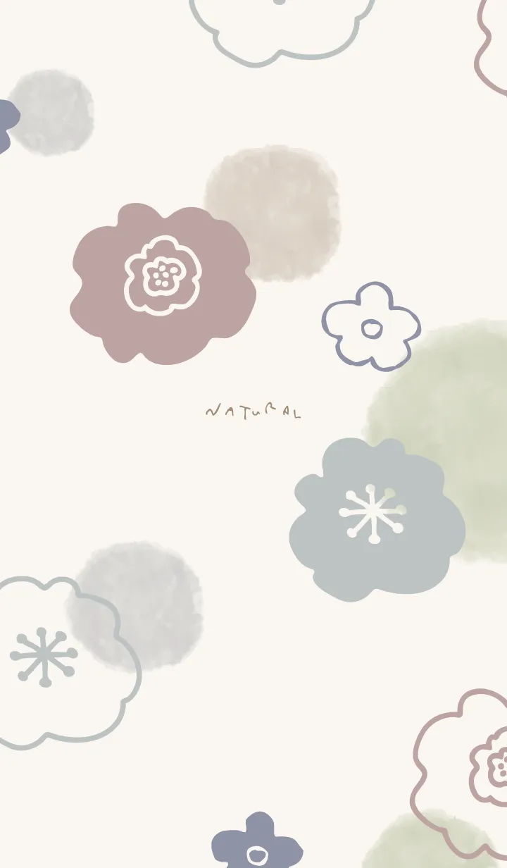 [LINE着せ替え] 花と水彩丸 グリーン15の画像1