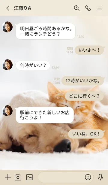 [LINE着せ替え] 癒し日和♥犬と猫のHAPPY TIMEの画像4