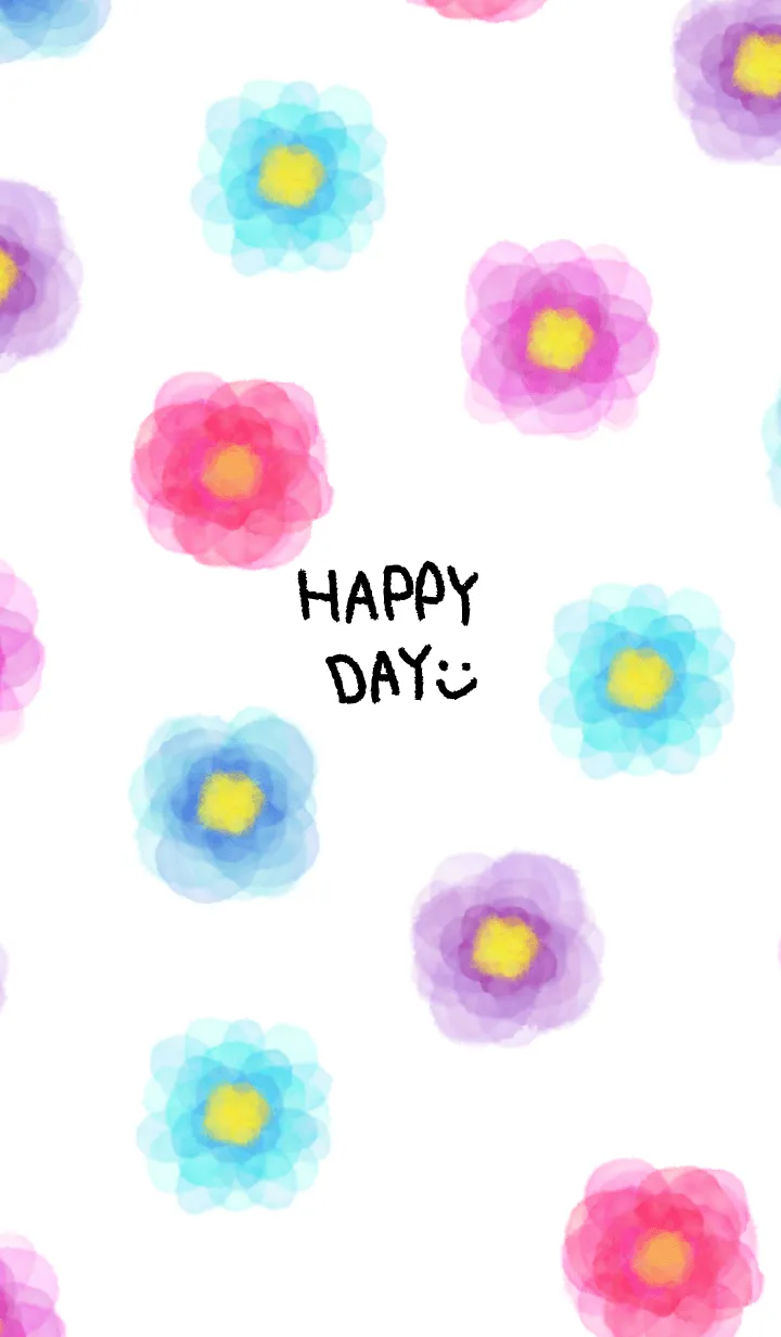 [LINE着せ替え] カラフルお花柄水彩8の画像1