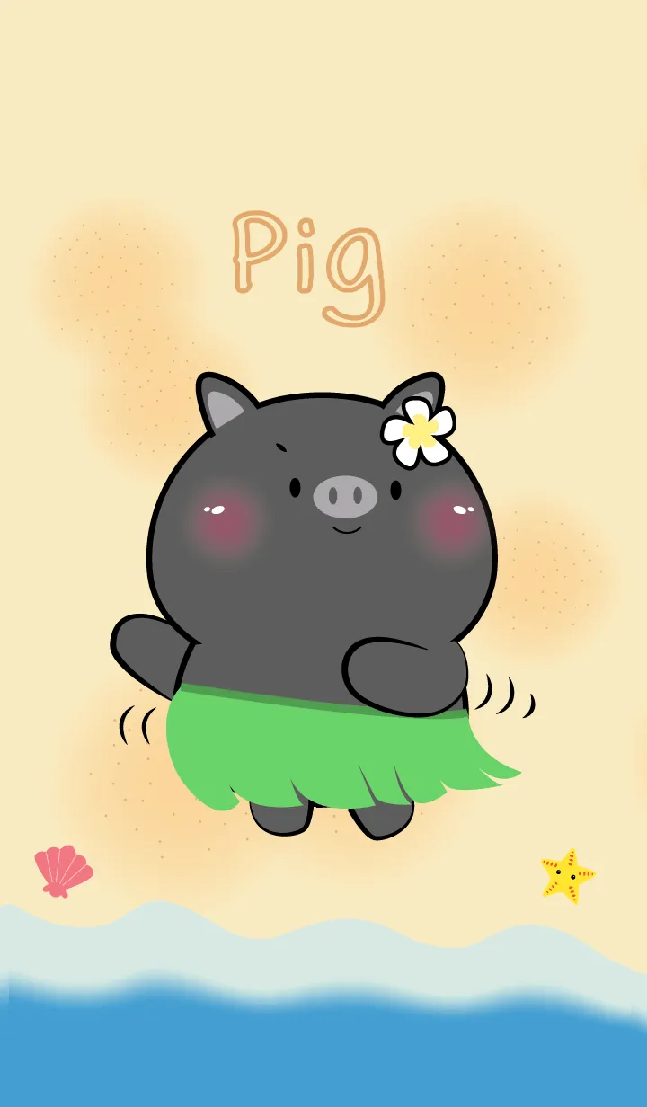 [LINE着せ替え] Black Pig Let Go to the Beach (JP)の画像1