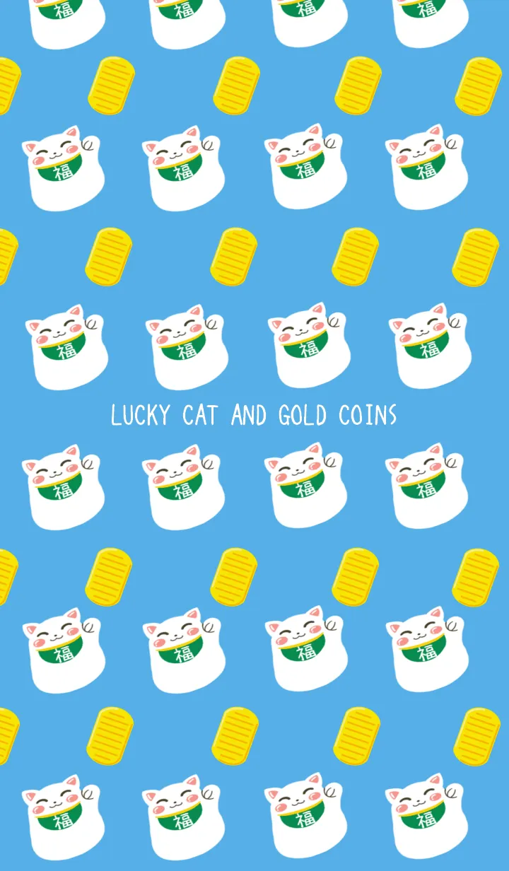 [LINE着せ替え] 金運アップの着せかえ 招き猫と金貨 ブルーの画像1