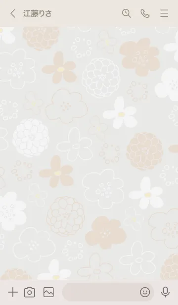 [LINE着せ替え] 白とベージュの花 グレージュ2の画像3