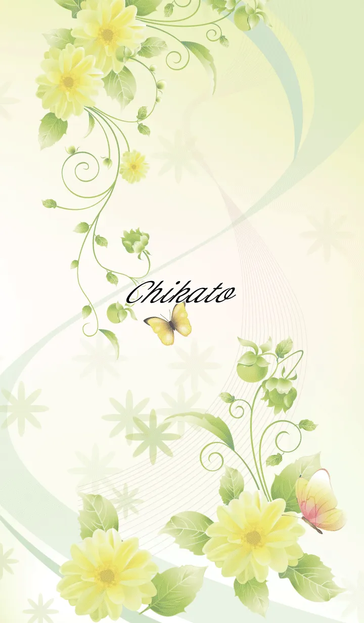 ちかと用 Butterflies and flowersの着せ替えメイン画像