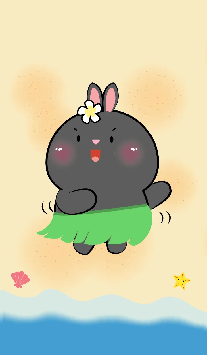 [LINE着せ替え] Black Rabbit Let Go to the Beach (JP)の画像1