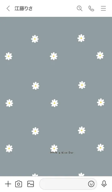[LINE着せ替え] 大人可愛いくすみブルー。お花。の画像3