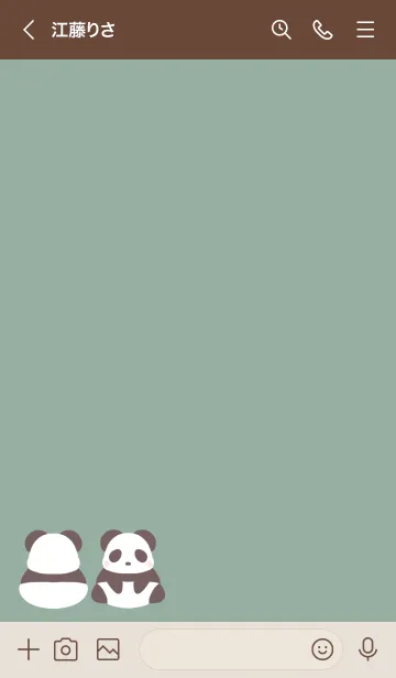 [LINE着せ替え] シンプルパンダの着せかえ くすみグリーンの画像3