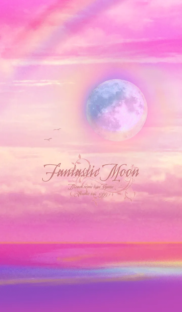 [LINE着せ替え] 運気上昇 幻想的 月とイルカの画像1