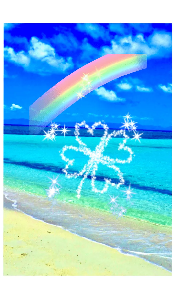 [LINE着せ替え] 幸運の四つ葉のクローバー 海 虹 開運の画像1