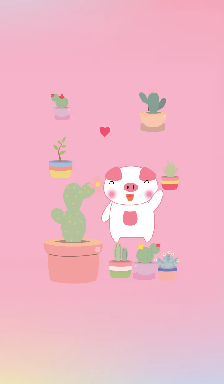 [LINE着せ替え] Pig and cactus theme JPの画像1