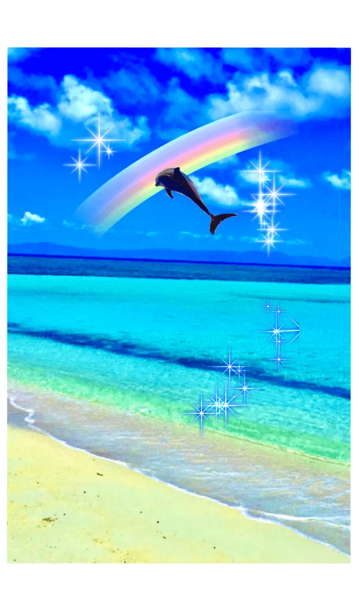 [LINE着せ替え] 幸運の海 虹 イルカ 全運気上昇の画像1