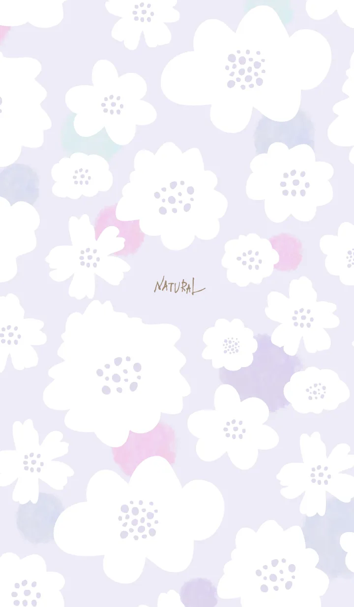 [LINE着せ替え] 白いお花と水玉 パープル5の画像1