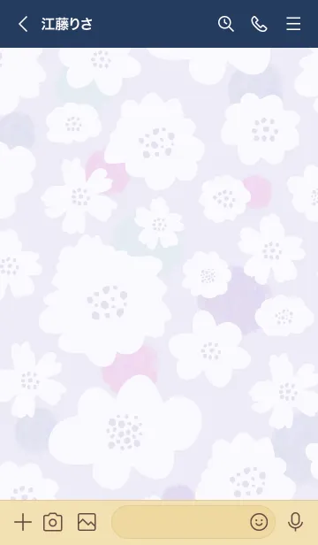 [LINE着せ替え] 白いお花と水玉 パープル5の画像3