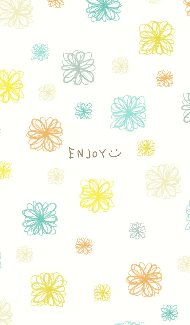 [LINE着せ替え] 手書きの花 グリーンとイエロー11の画像1