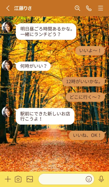 [LINE着せ替え] 秋満喫♪紅葉の道の画像4