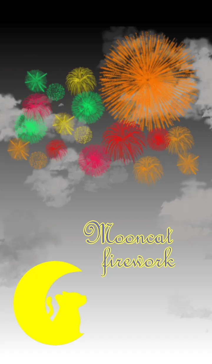 [LINE着せ替え] Moon cat fireworksの画像1