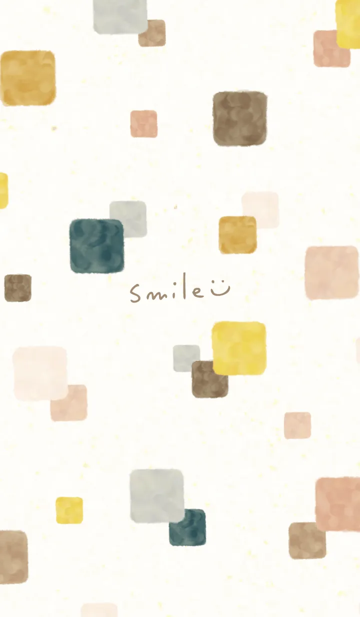 [LINE着せ替え] 水彩 四角 ブラウン ネイビー15の画像1