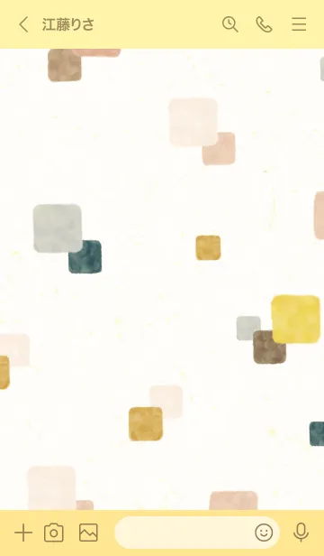 [LINE着せ替え] 水彩 四角 ブラウン ネイビー15の画像3