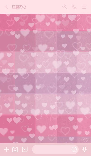 [LINE着せ替え] くすみピンクチェック-ハートスマイル18-の画像3