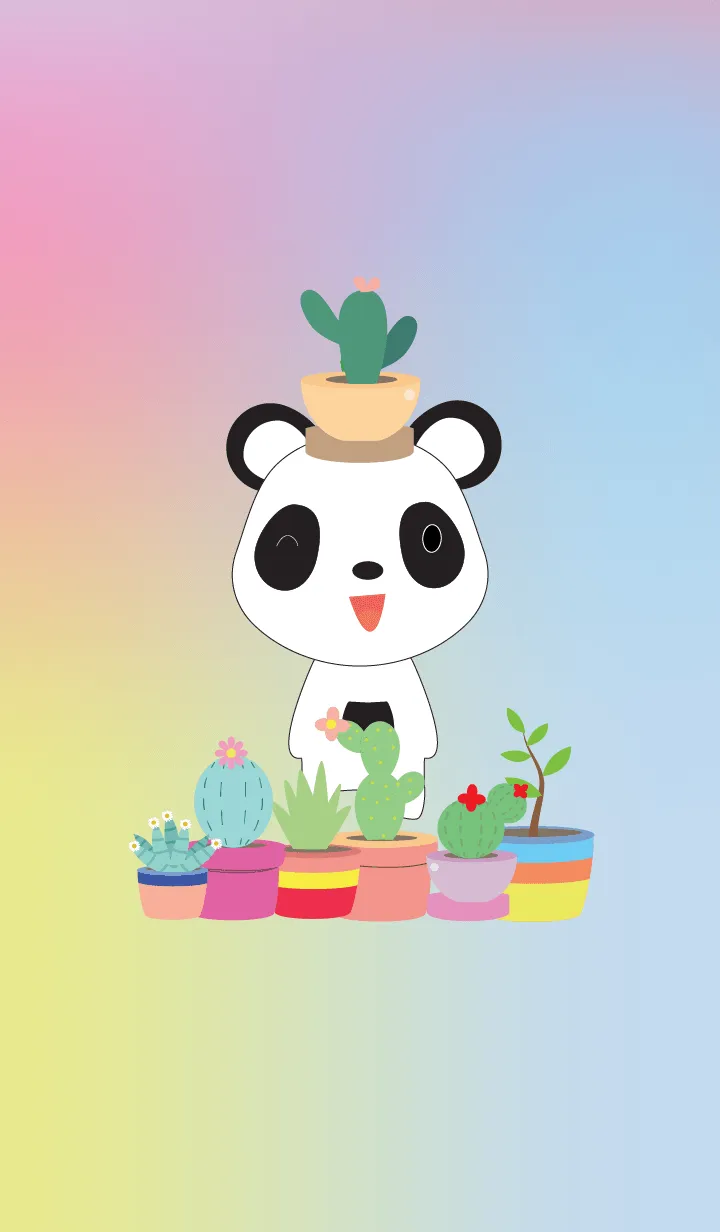 [LINE着せ替え] Panda and Cactus theme JPの画像1