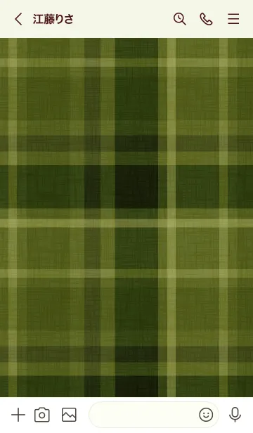 [LINE着せ替え] SIMPLE CHAT DESIGN[MOSS GREEN CHECK]の画像3