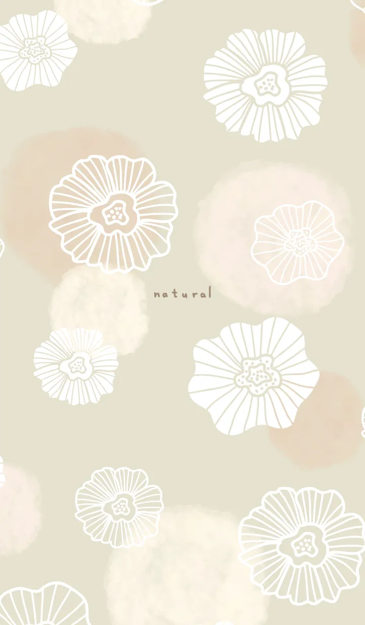 [LINE着せ替え] 花と水彩丸 ベージュ26の画像1