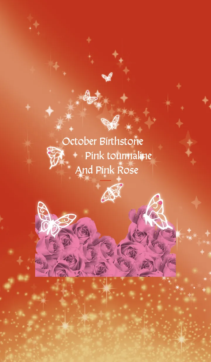 [LINE着せ替え] 赤 : 10月のトルマリンと蝶の画像1