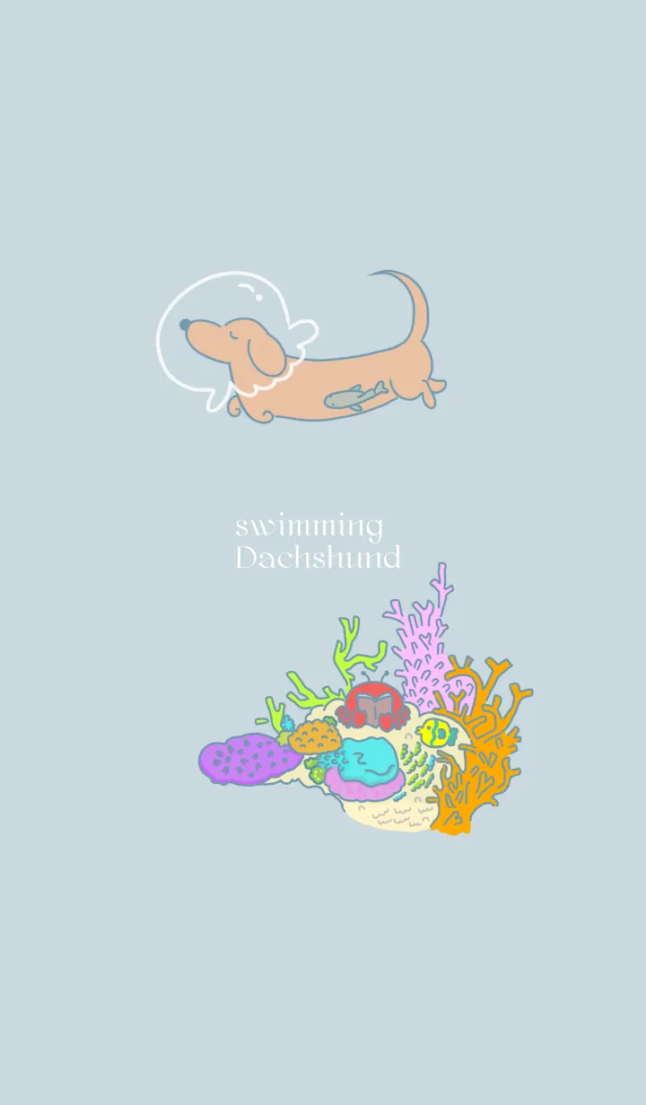 [LINE着せ替え] swimming Dachshund-海の生きもの-の画像1