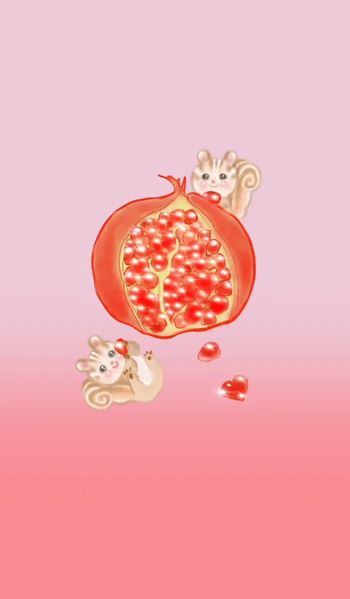 [LINE着せ替え] ざくろとリス    happy dayの画像1