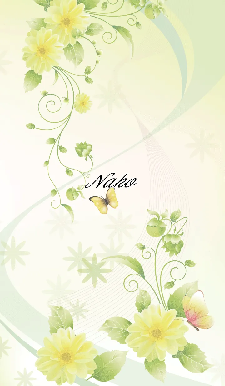 [LINE着せ替え] なこ用 Butterflies and flowersの画像1