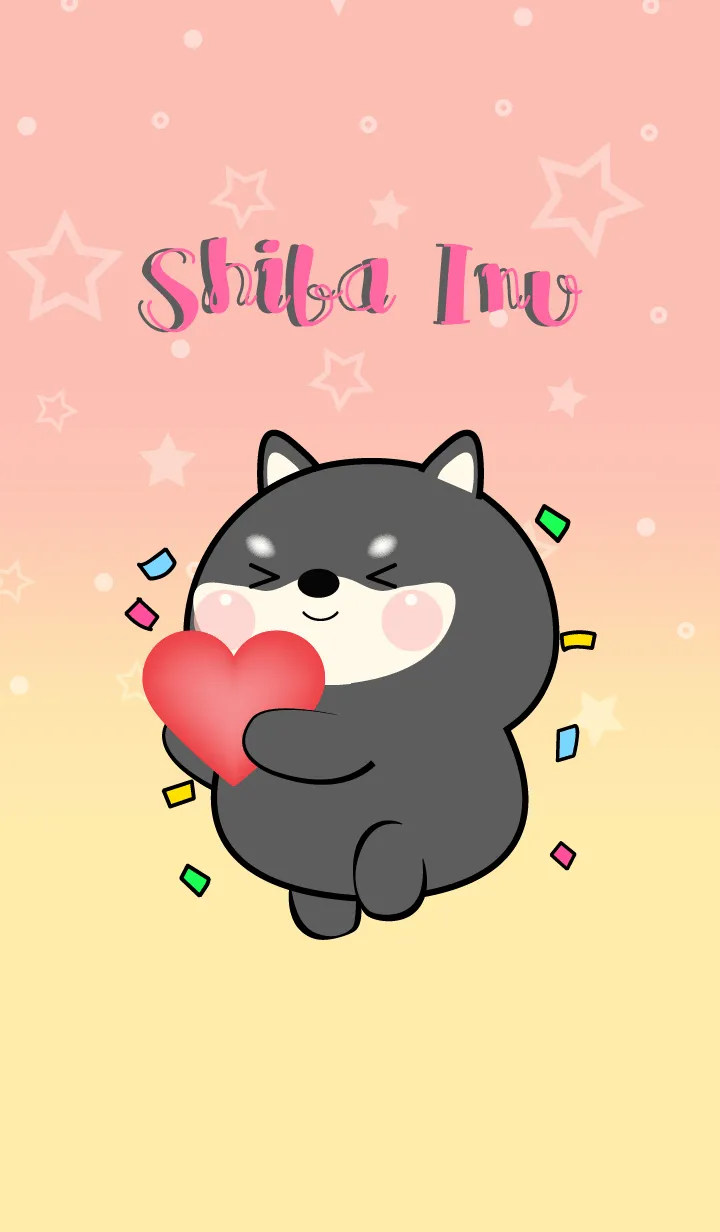 [LINE着せ替え] Little Black Shiba Inu In Pastel  (KP)の画像1