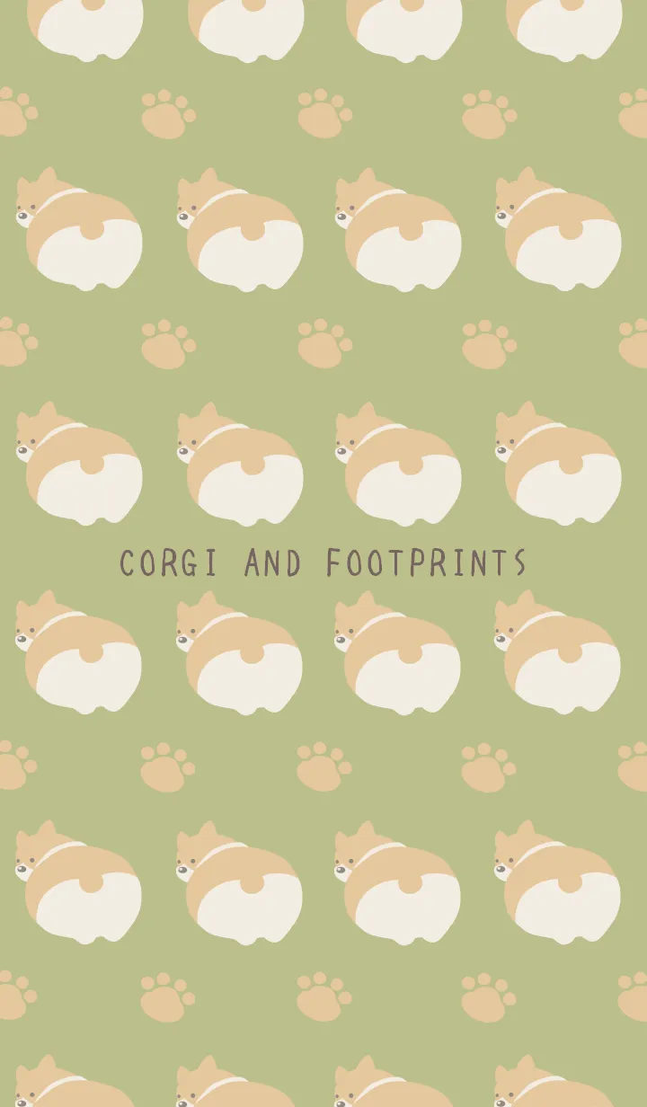 [LINE着せ替え] コーギーと足跡の着せかえ ピスタチオの画像1