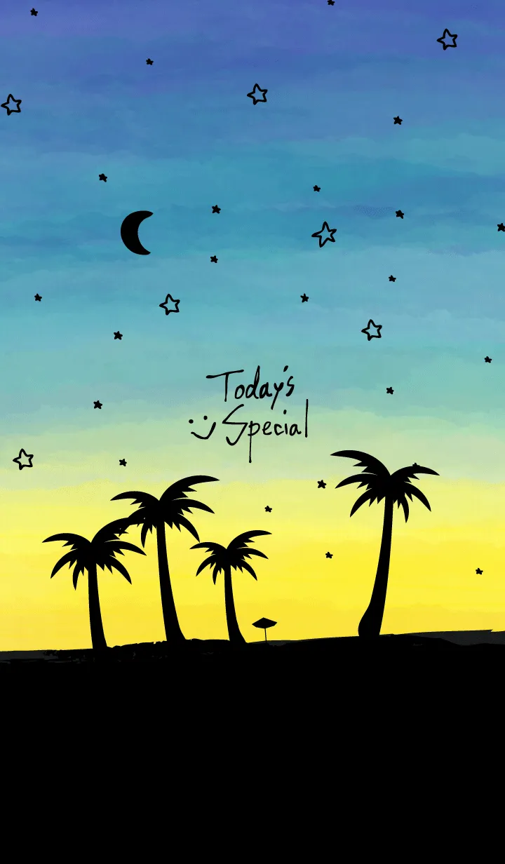 [LINE着せ替え] アロハ！星と月 水彩 スマイル8の画像1