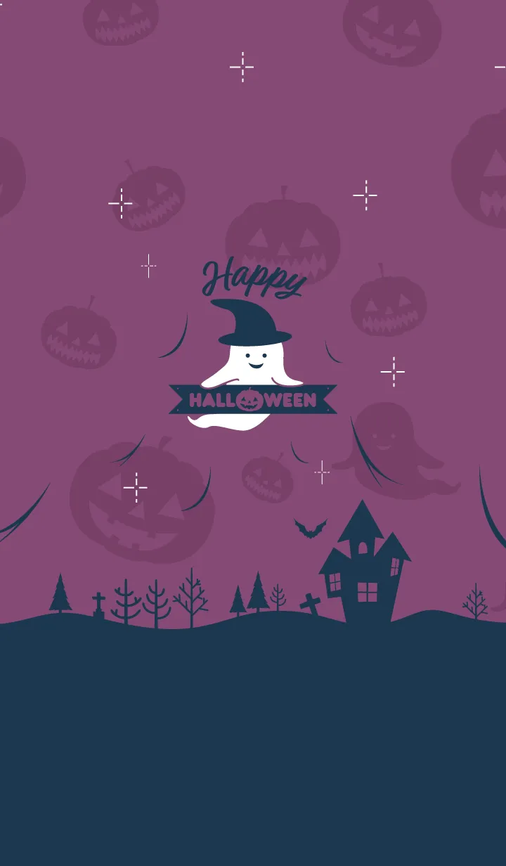 [LINE着せ替え] Happy Halloween 2021/ Purple x Navy blueの画像1