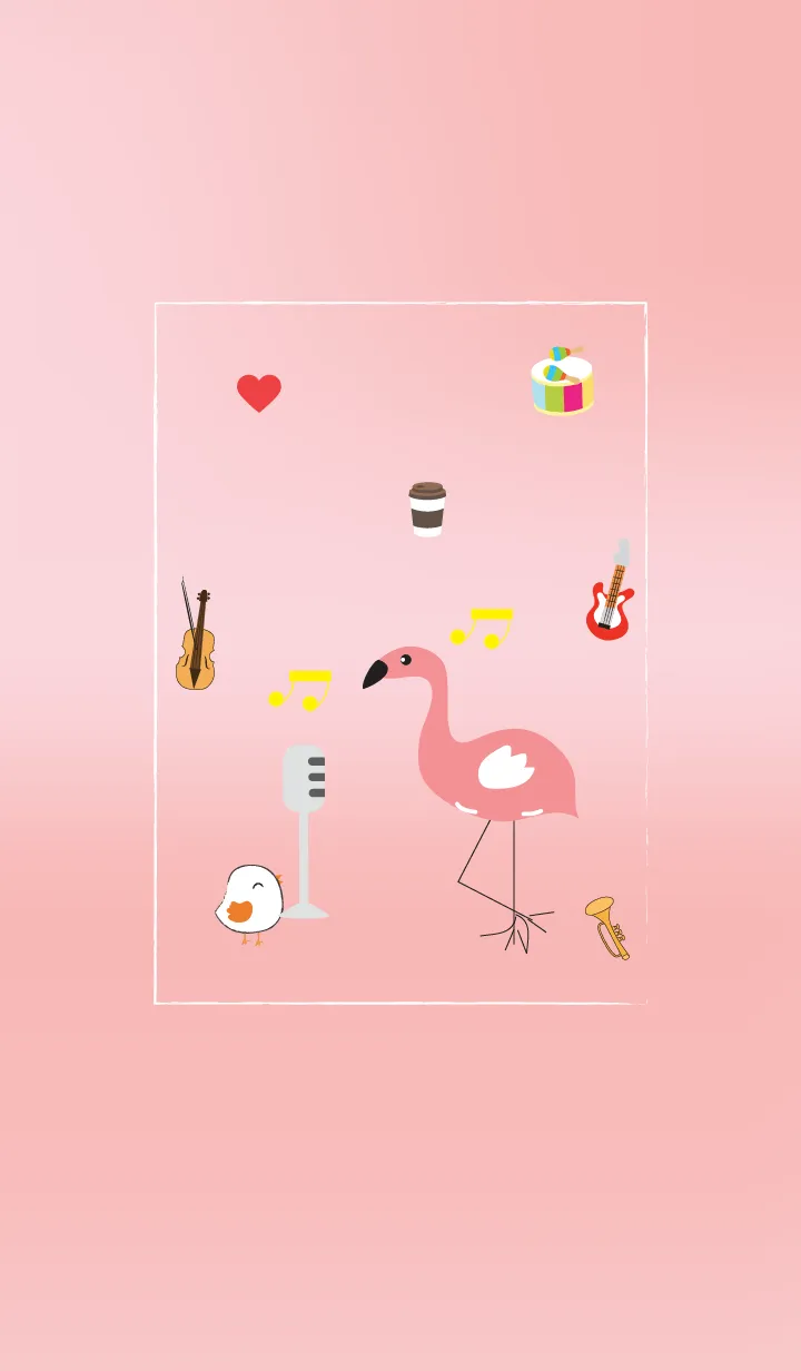 [LINE着せ替え] Cute flamingo theme v.5 JPの画像1